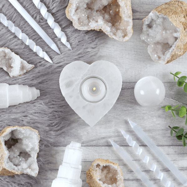 Wholesale Selenite Heart Candle Holder